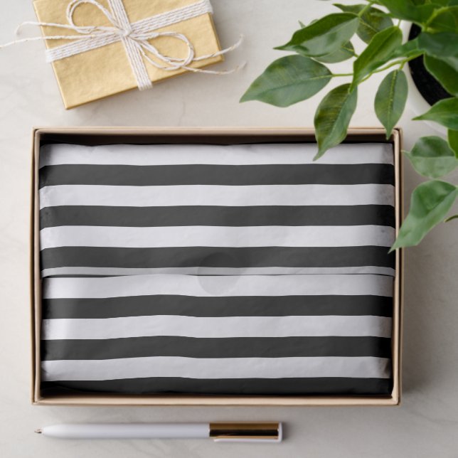 Stripes (Parallel Lines) - White Black Tissue Paper (Gift)