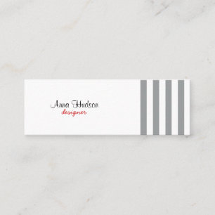 Stripes (Parallel Lines) - White Grey Mini Business Card