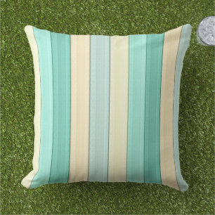 Stripes Pastel Mint Peach vertical geometrical Outdoor Pillow