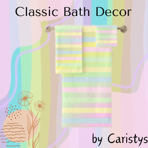 Stripes Pastels Bath Towel Set
