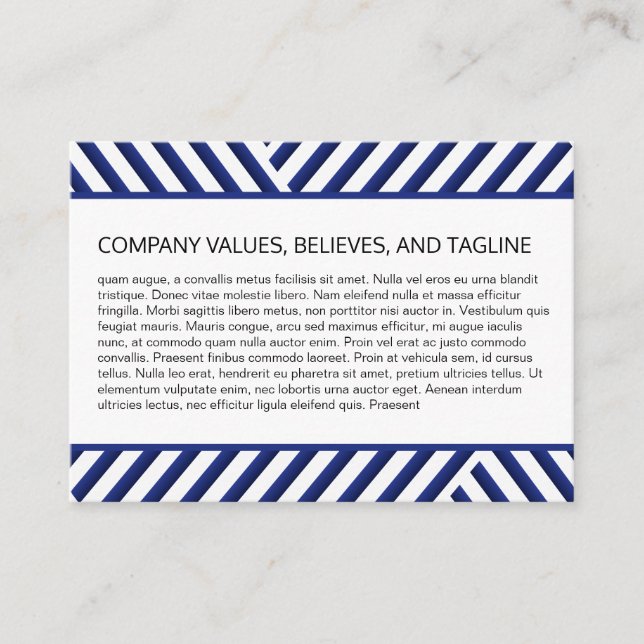 Stripes Pattern Blue Background Business Card (Front)