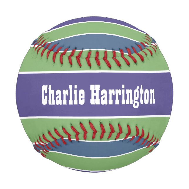 Stripes Pattern custom monogram baseball (Front)