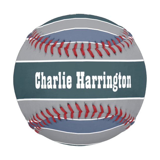 Stripes Pattern custom monogram baseball (Front)