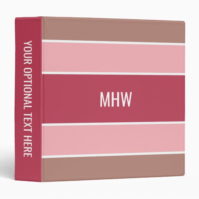 Stripes Pattern custom monogram binders (Front/Spine)