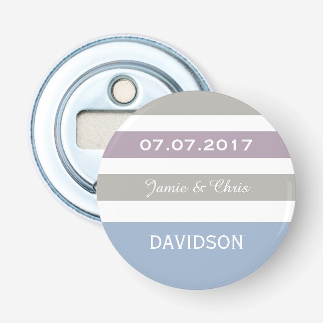 Stripes Pattern custom monogram bottle opener (Front)