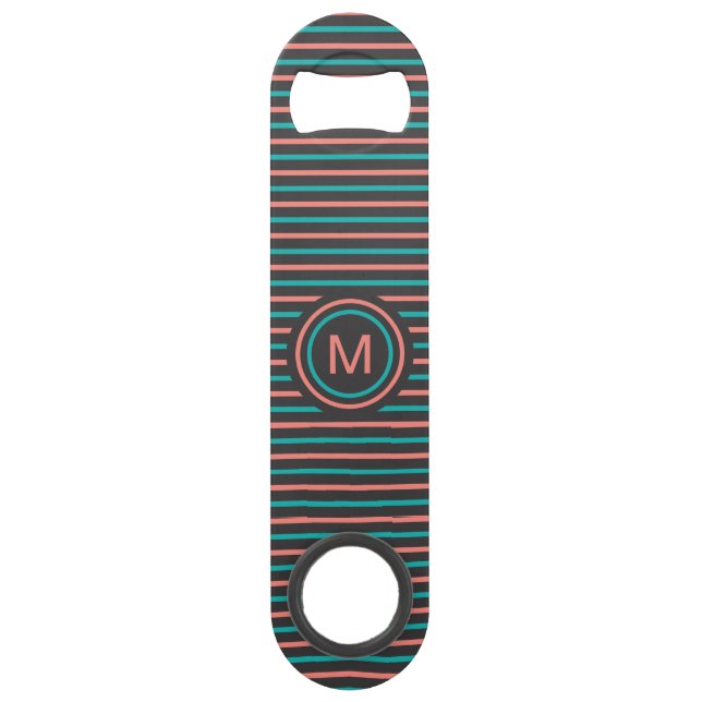Stripes Pattern Custom Monogram bottle opener Speed Bottle Opener (Back)