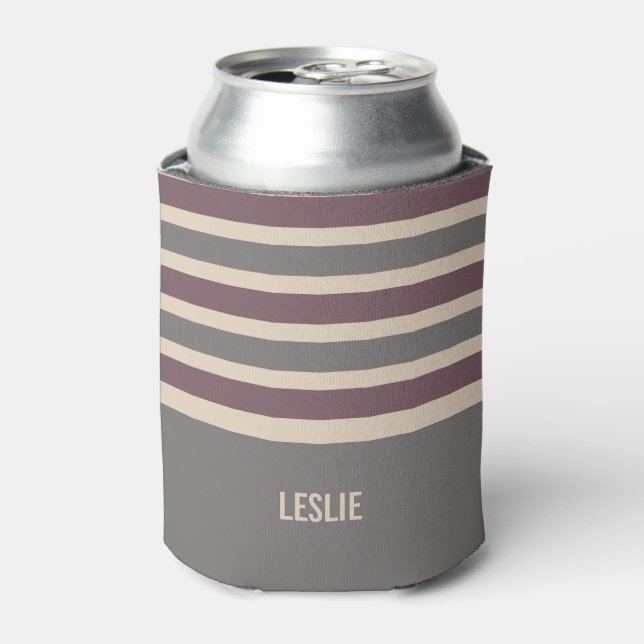 Stripes Pattern custom monogram drink coolers (Can Front)