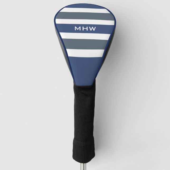 Stripes Pattern custom monogram driver cover (Front)