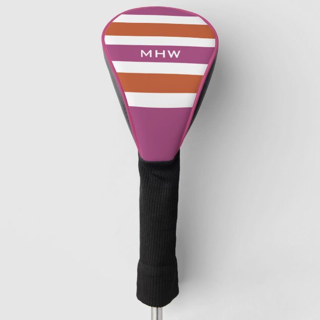 Stripes Pattern custom monogram driver cover (Front)