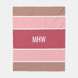 Stripes Pattern custom monogram fleece blankets