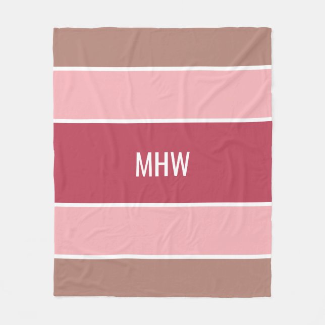 Stripes Pattern custom monogram fleece blankets (Front)