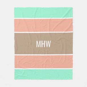 Stripes Pattern custom monogram fleece blankets
