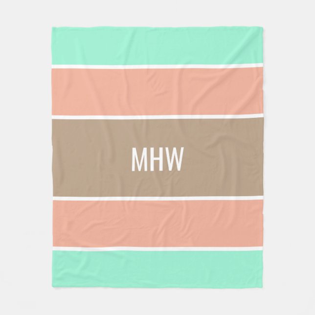 Stripes Pattern custom monogram fleece blankets (Front)