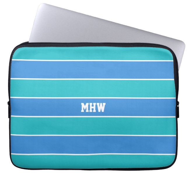 Stripes Pattern custom monogram laptop sleeves (Front)