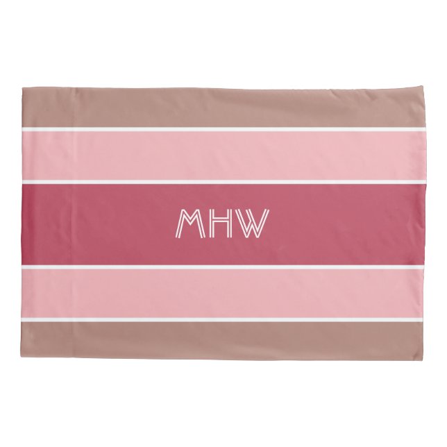 Stripes Pattern custom monogram pillowcases (Back)