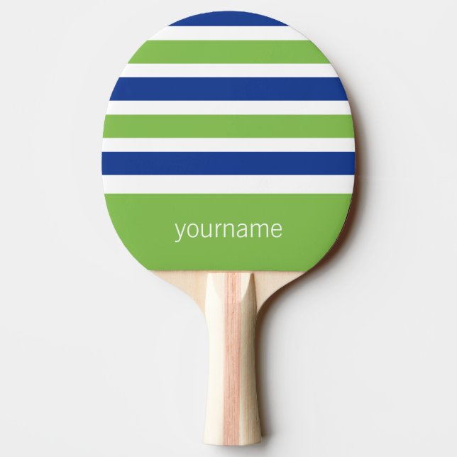Stripes Pattern custom monogram ping pong paddle (Back)