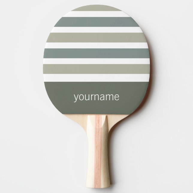 Stripes Pattern custom monogram ping pong paddle (Back)