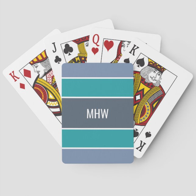 Stripes Pattern custom monogram playing cards (Back)