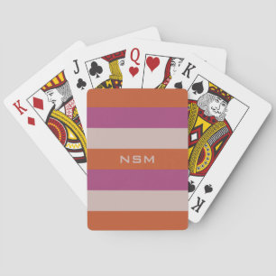 Stripes Pattern custom monogram playing cards