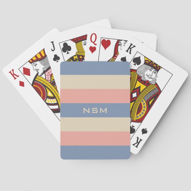 Stripes Pattern custom monogram playing cards (Back)