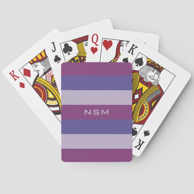 Stripes Pattern custom monogram playing cards (Back)