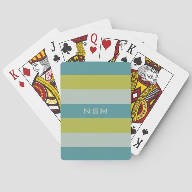 Stripes Pattern custom monogram playing cards (Back)