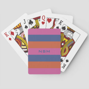 Stripes Pattern custom monogram playing cards