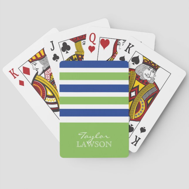 Stripes Pattern custom monogram playing cards (Back)