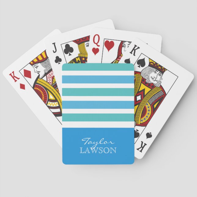 Stripes Pattern custom monogram playing cards (Back)