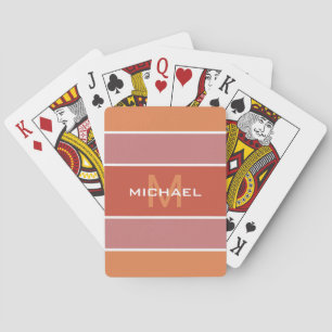 Stripes Pattern custom monogram poker cards
