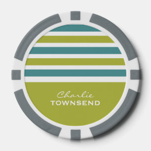 Stripes Pattern custom monogram poker chips