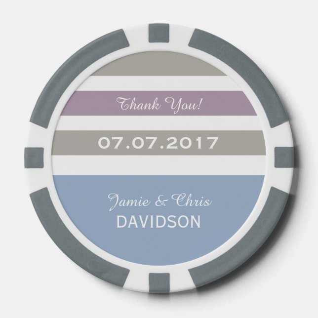 Stripes Pattern custom monogram poker chips (Front)