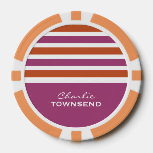 Stripes Pattern custom monogram poker chips