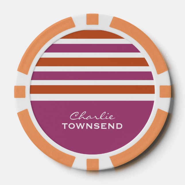 Stripes Pattern custom monogram poker chips (Front)
