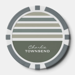 Stripes Pattern custom monogram poker chips