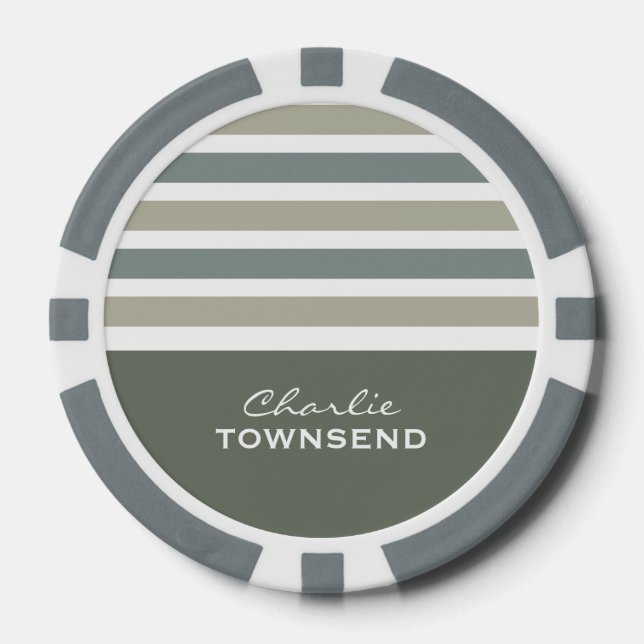 Stripes Pattern custom monogram poker chips (Front)