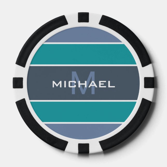 Stripes Pattern custom monogram poker chips (Front)