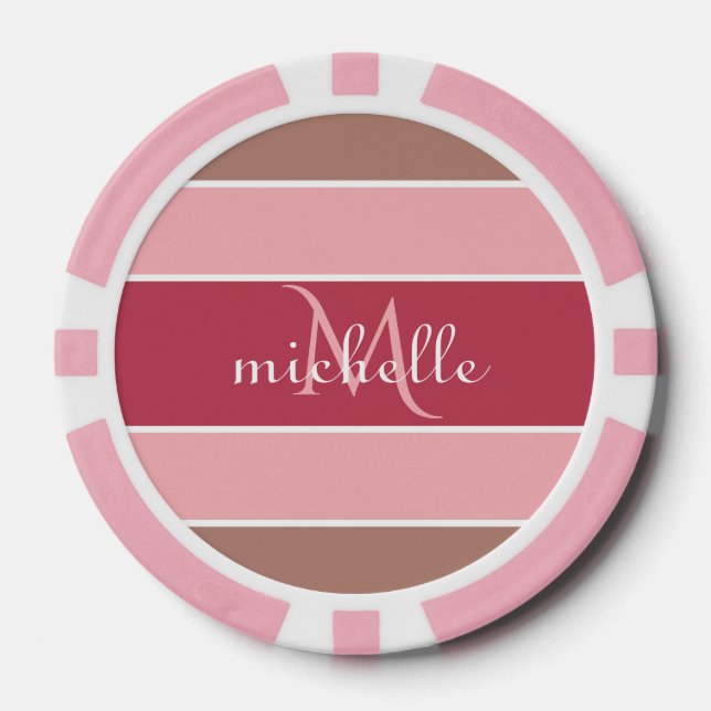 Stripes Pattern custom monogram poker chips (Front)