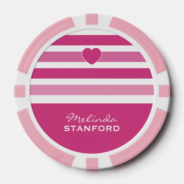Stripes Pattern custom monogram poker chips (Front)