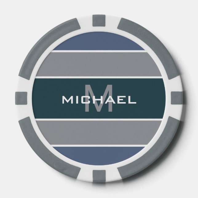 Stripes Pattern custom monogram poker chips (Front)