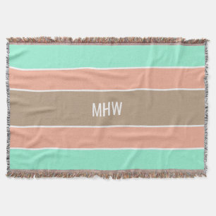Stripes Pattern custom monogram throw blanket