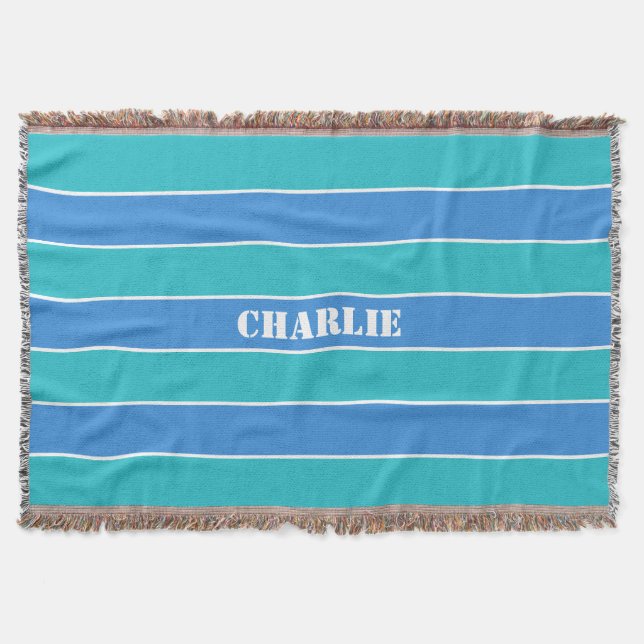 Stripes Pattern custom monogram throw blanket (Front)