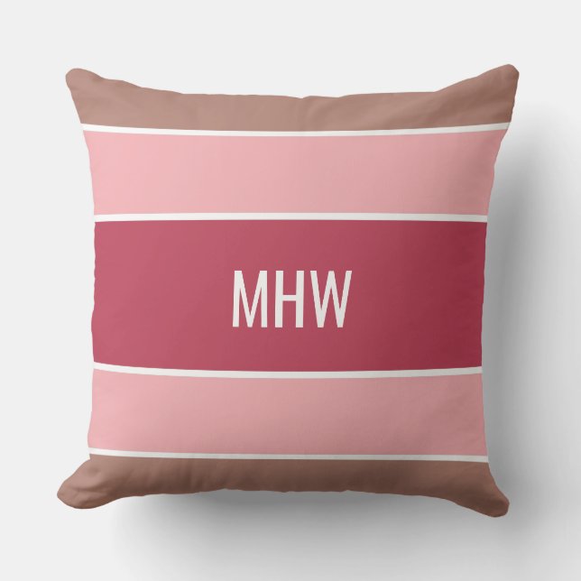 Stripes Pattern custom monogram throw pillows (Front)