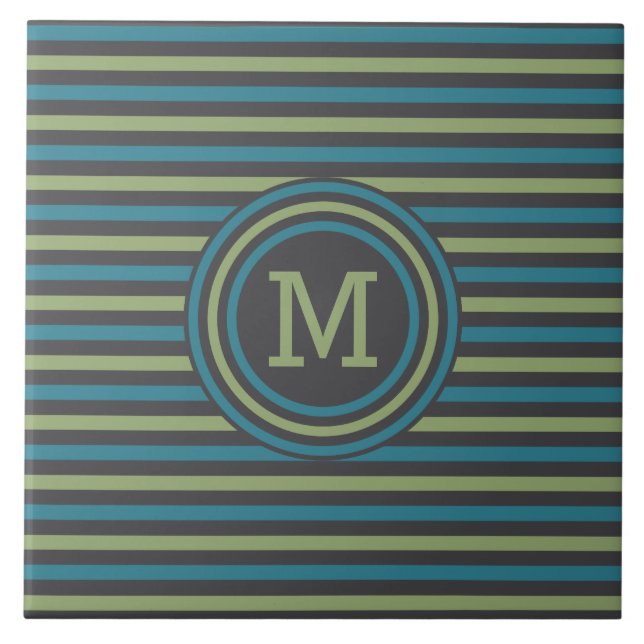 Stripes Pattern custom monogram tiles (Front)