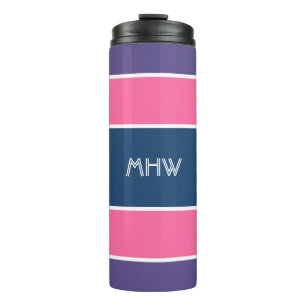 Stripes Pattern custom monogram tumbler