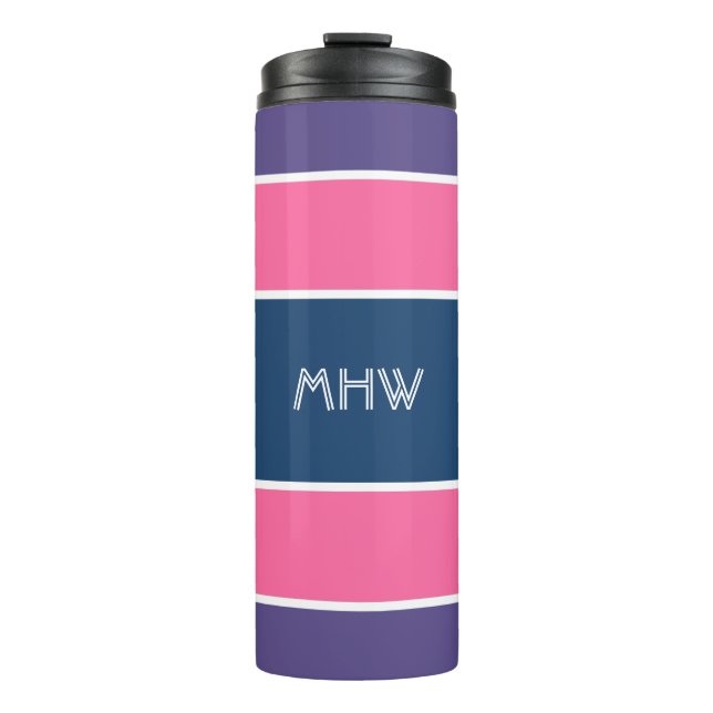 Stripes Pattern custom monogram tumbler (Front)
