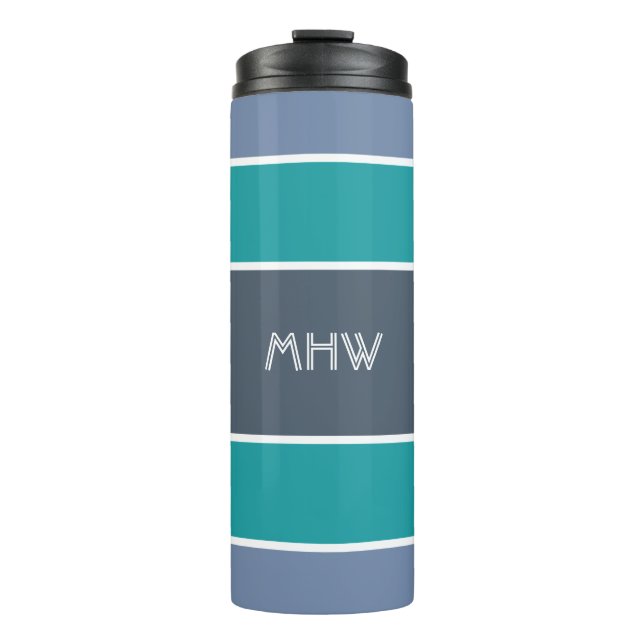 Stripes Pattern custom monogram tumbler (Front)