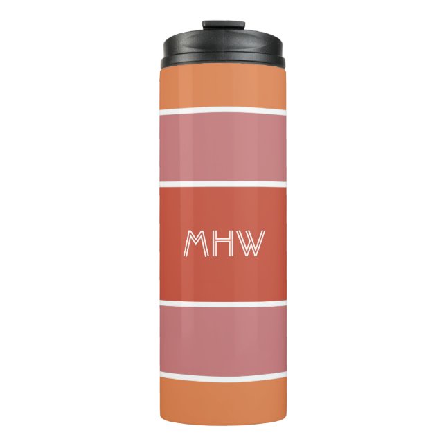 Stripes Pattern custom monogram tumbler (Front)