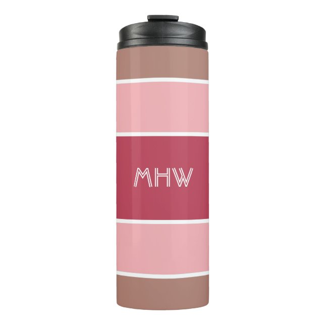Stripes Pattern custom monogram tumbler (Front)