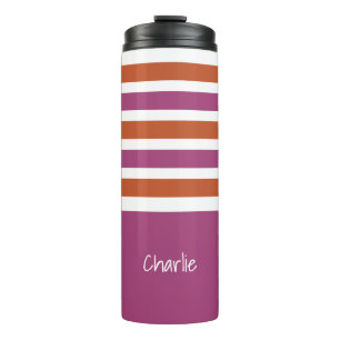 Stripes Pattern custom monogram tumbler